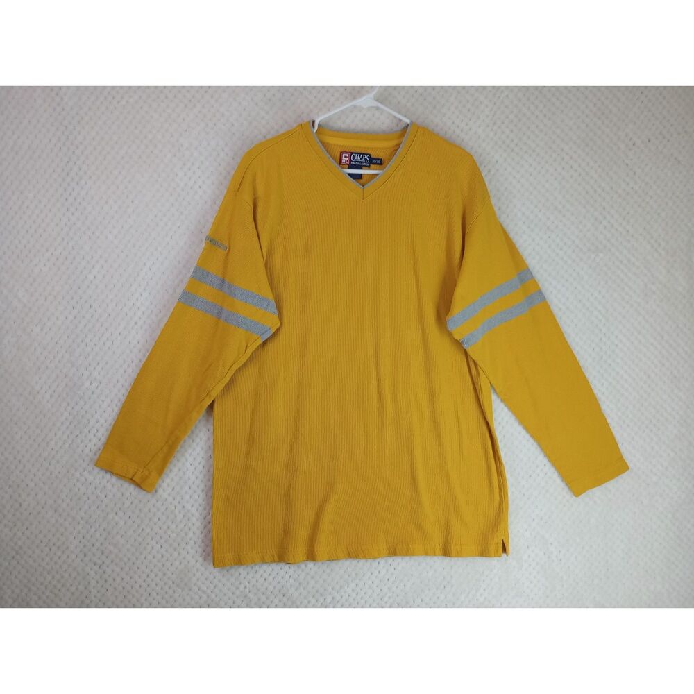 Chaps Ralph Lauren Yellow Men's XL Long Sleeve V-Neck Tight Knit Sweater